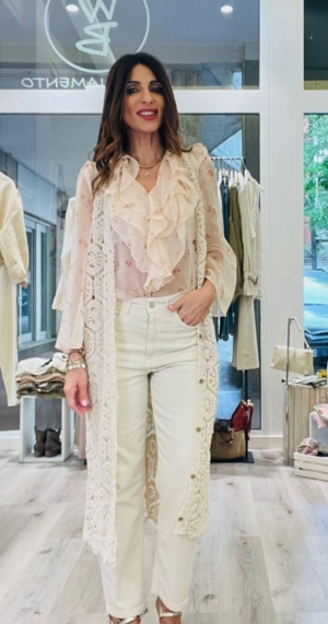 SUSY MIX GILET CROCHET LUNGO
